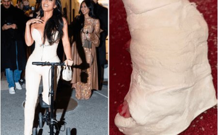 Kim Kardashian Transforms Broken Foot into Fashion Statement with Trendy Wedge Heel-Inspired Cast