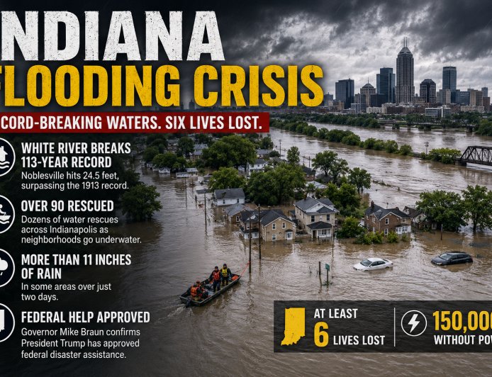 Indiana Flooding: White River Shatters 113-Year Record as Death Toll Rises to Six